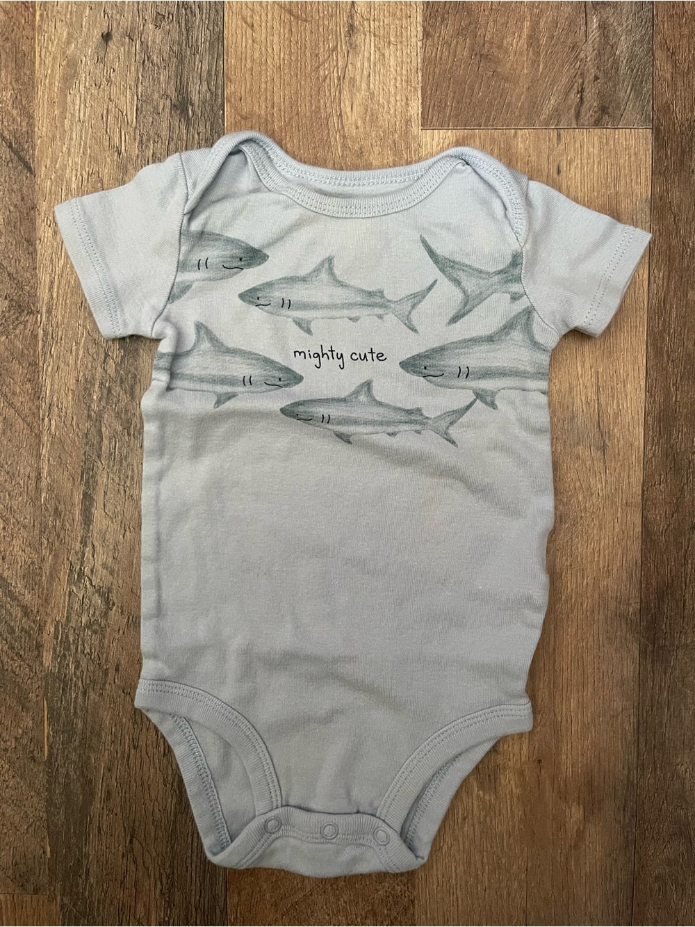 child of mine Light Blue Shark Graphic One-Piece Bodysuit